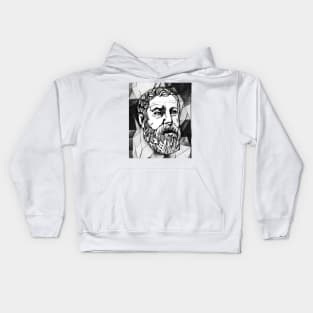 Hero of Alexandria Black and White Portrait | Hero of Alexandria Artwork 9 Kids Hoodie